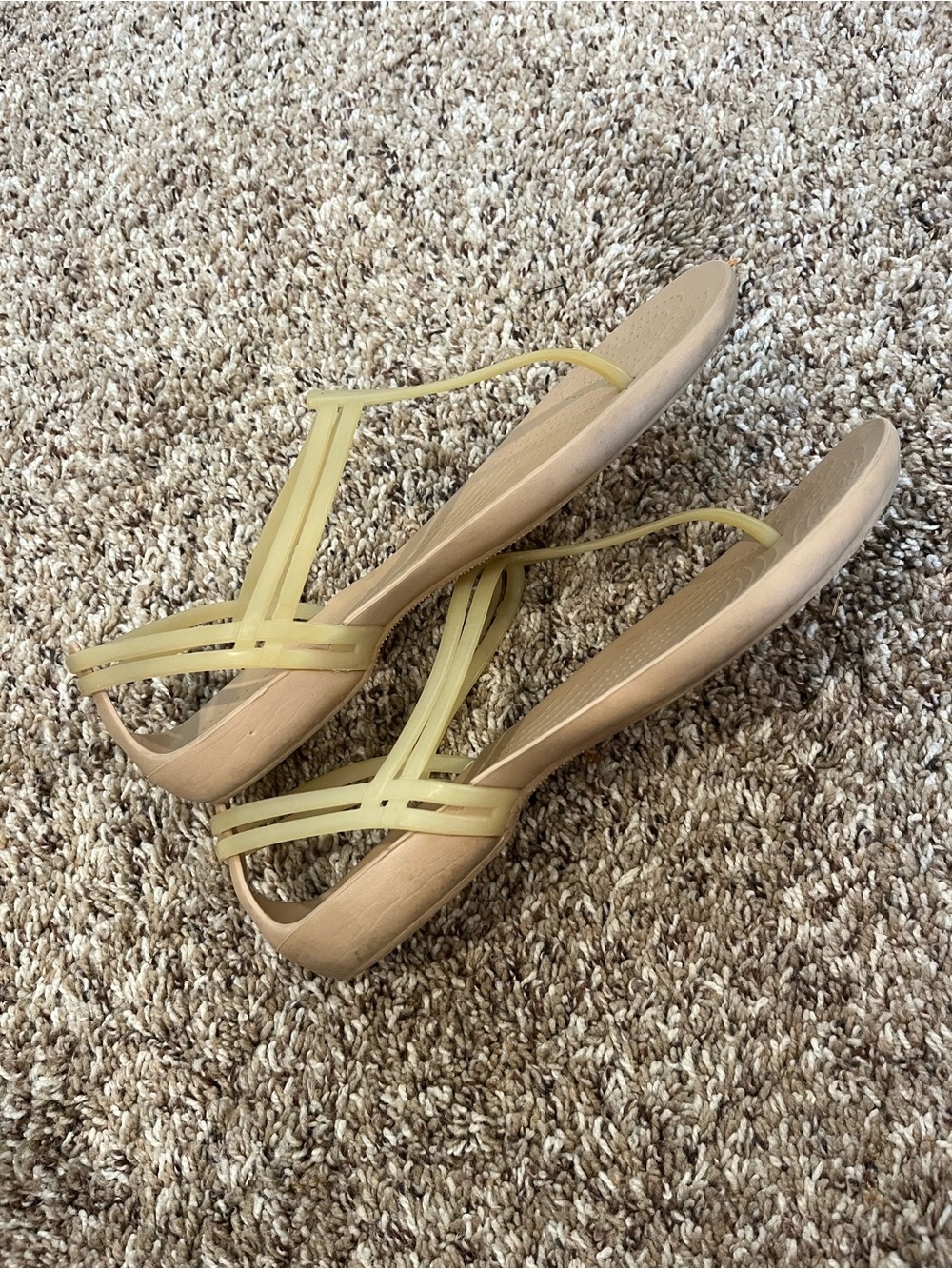 Crocs Women’s Size 9 Isabella Sandal T-Strap Iconic Comfort Jelly Beige Yellow - Picture 5 of 5